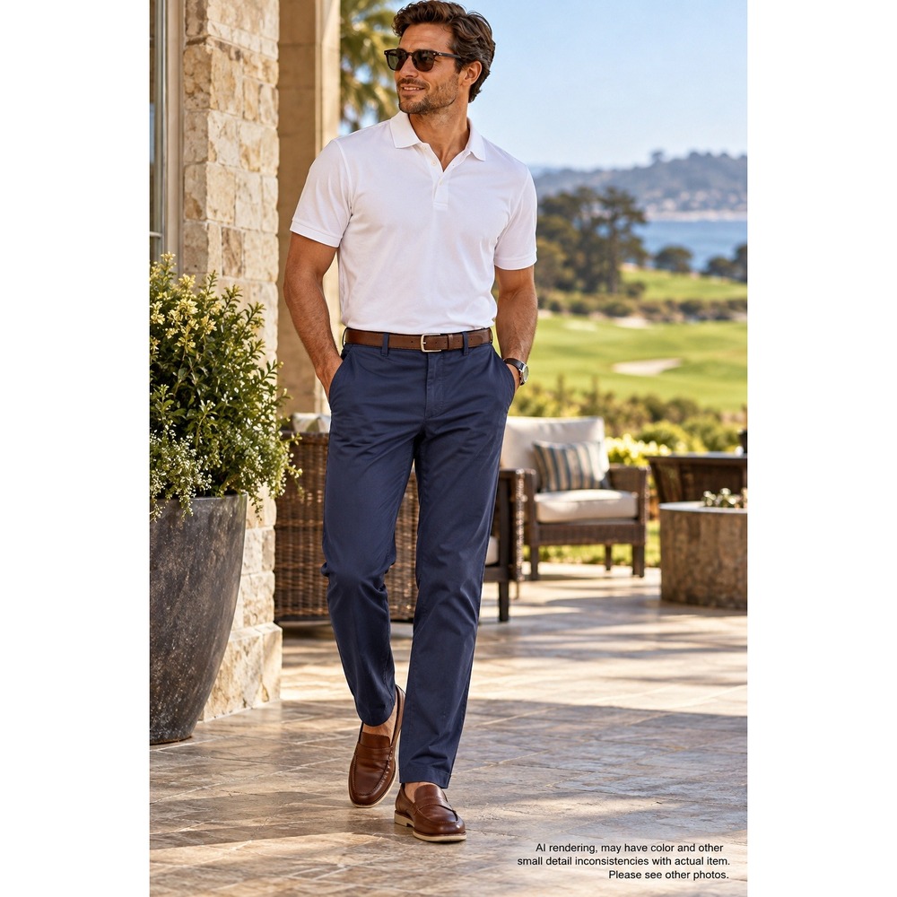 Pebble Beach 38x32 Dry-Luxe Performance Golf Pants Navy Blue Flat Front Preppy